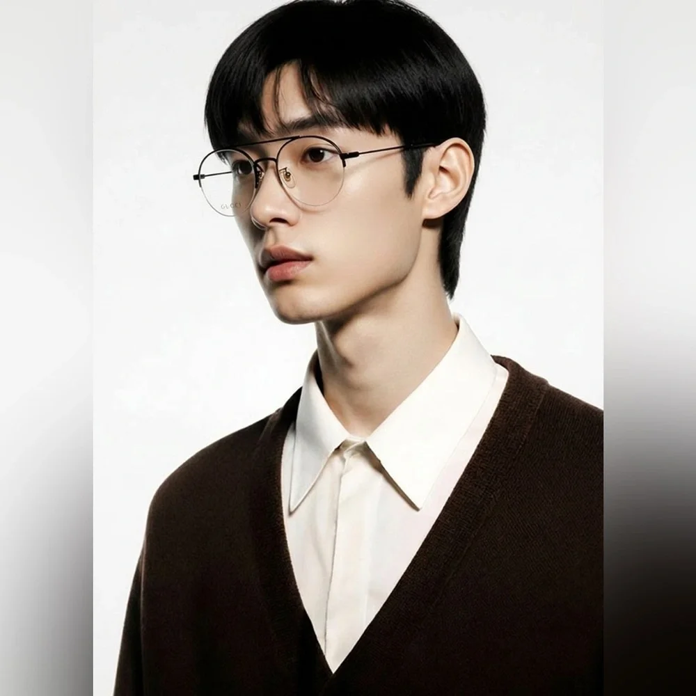 Authentic Gucci GG0682O 001 Eyeglasses – Black Semi-Rimless Round Frame